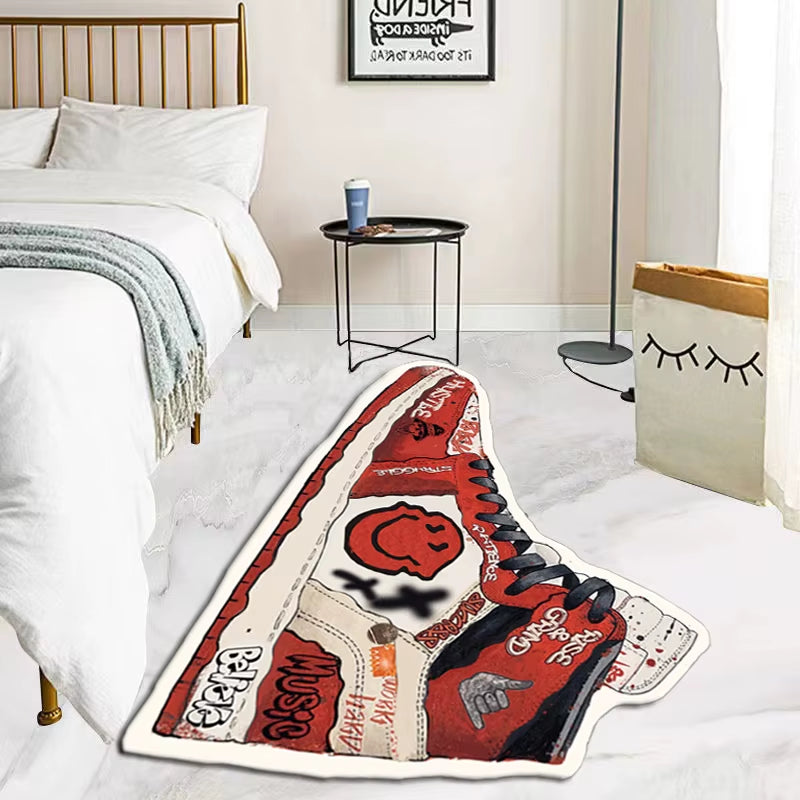Sneaker Carpet Popular Fashion Rugs Living Room Decoration Bedroom Parlor Children Room Area Rug Mat Soft Flannel Rug and Carpet
