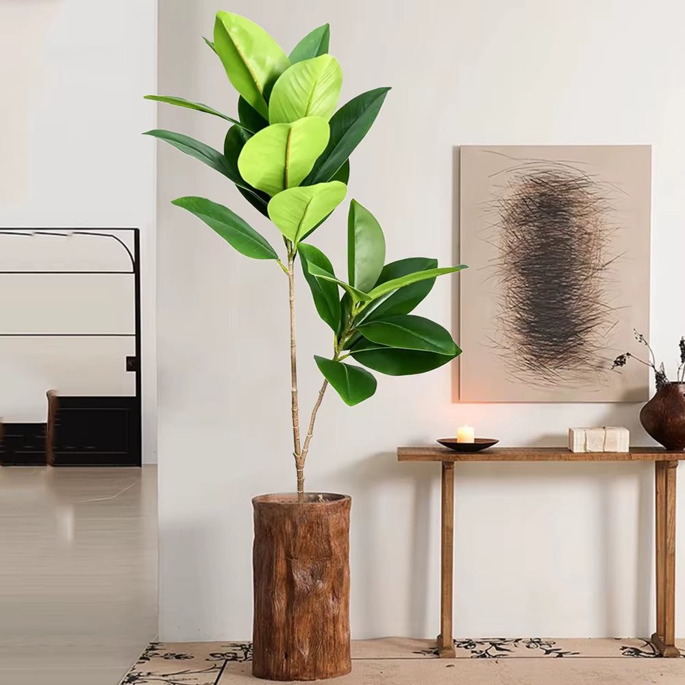 74-140Cm Large Artificial Ficus Tree Tropical Fig Tree Plants Real Touch Green Magnolia Leaves for Home Garden Office Decor