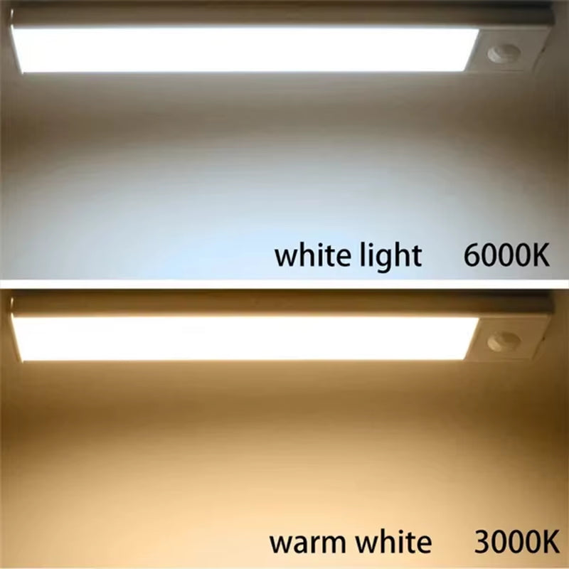 PIR Motion Sensor LED under Cabinet Lamp Dimmable Rechargeable Night Light Stairs Closet Room Aisle Tube Bar Detector Bulb