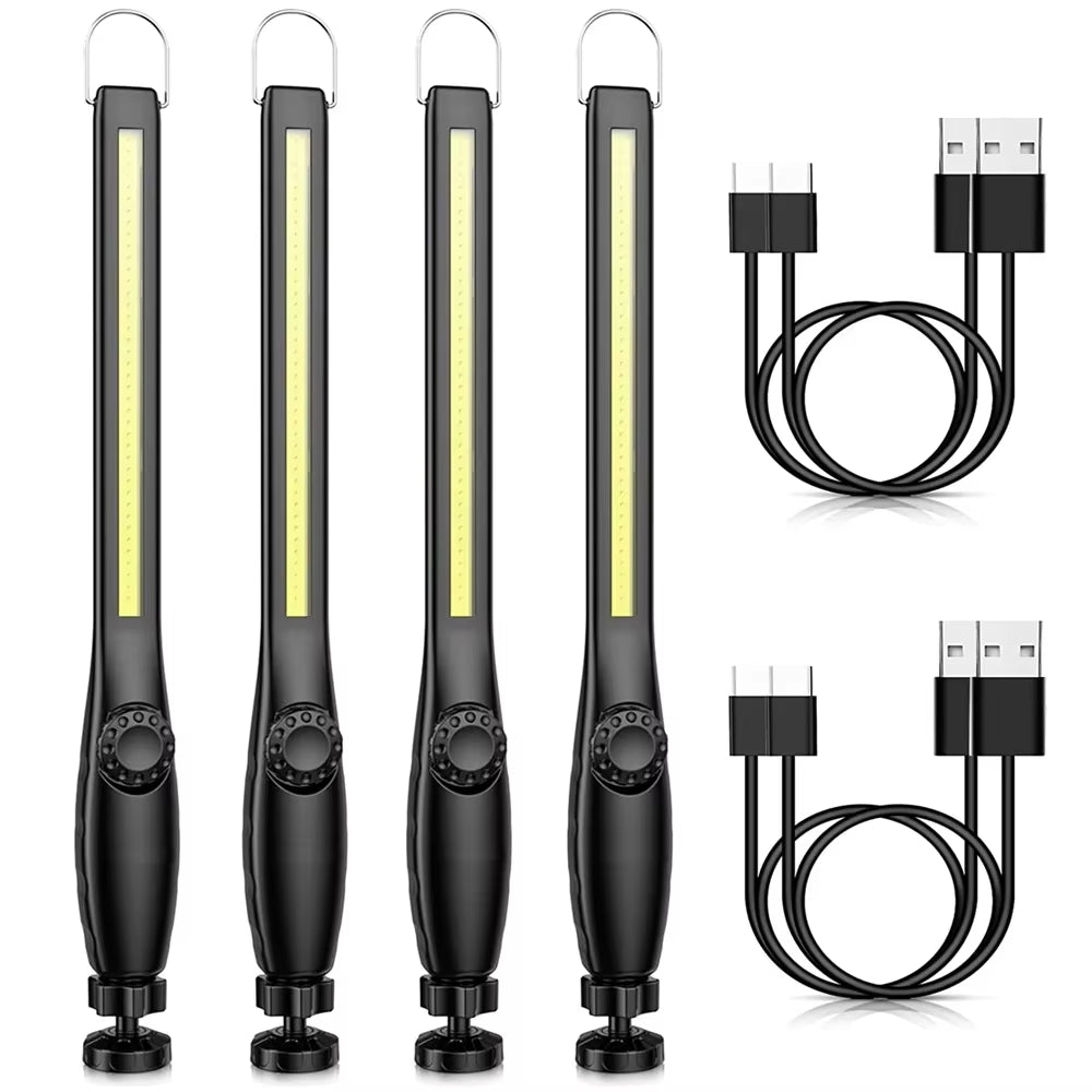 1-10Pcs COB LED Flashlight Magnetic Work Light USB Rechargeable Torch Portable Lantern Inspection Light Camping Car Repair Lamp