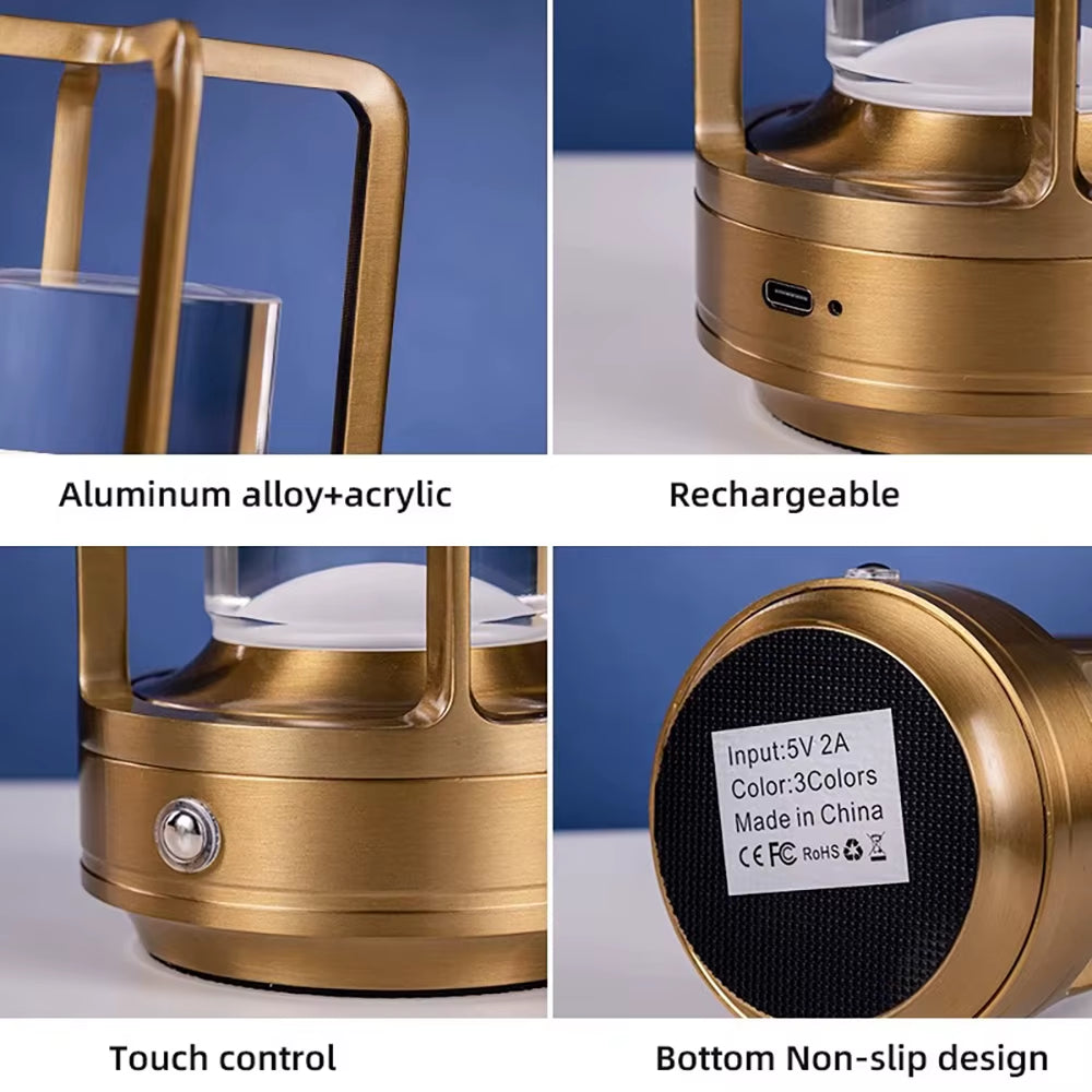 LED Table Lamp Plastic Bedroom Bedside Desk Lamp Rechargeable Touch Dimming Desk Lamp Dining Table Decorative Table Lamp