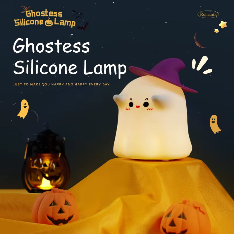 Halloween LED Night Light Touch Silicone Nightlights Rechargeable Table Lamp Portable Pumpkin Lantern Halloween Decor Toy Gift