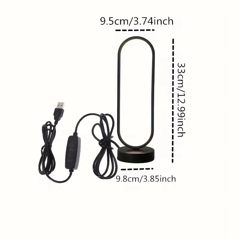 1Pcs Table Lamp Bedroom Ring Table Lamp Living Room Black and White USB Dimming Bedside Lamp LED Small Night Light