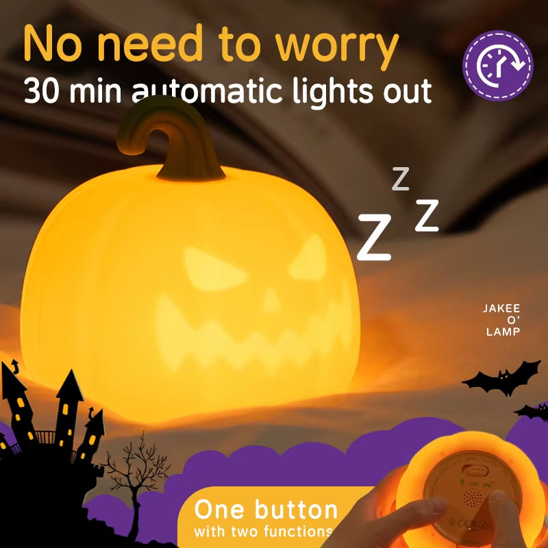Halloween LED Night Light Touch Silicone Nightlights Rechargeable Table Lamp Portable Pumpkin Lantern Halloween Decor Toy Gift