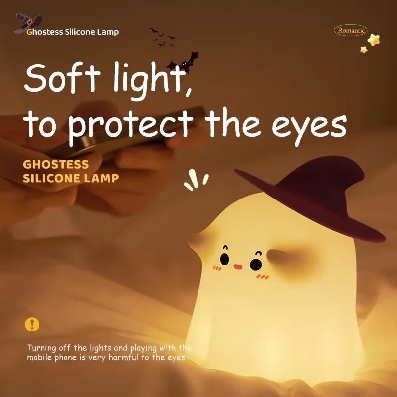 Halloween LED Night Light Touch Silicone Nightlights Rechargeable Table Lamp Portable Pumpkin Lantern Halloween Decor Toy Gift