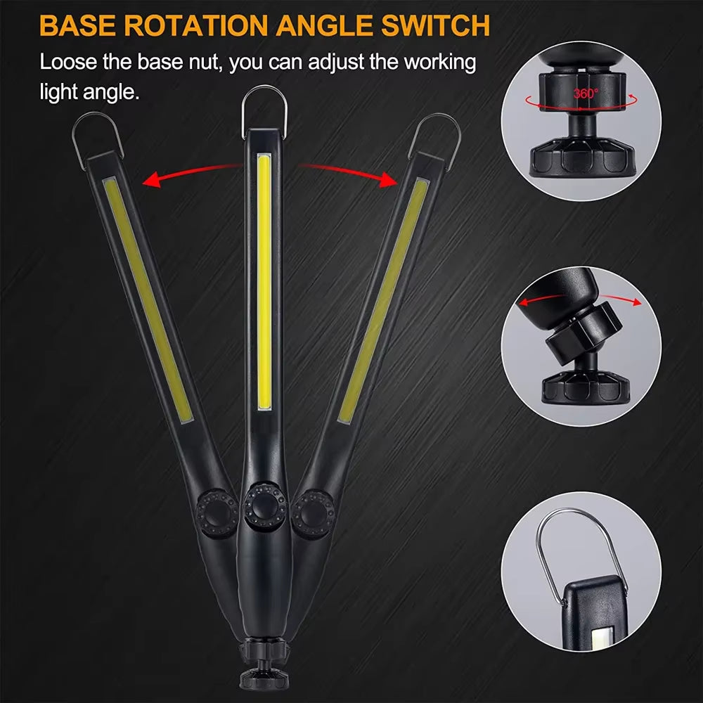 1-10Pcs COB LED Flashlight Magnetic Work Light USB Rechargeable Torch Portable Lantern Inspection Light Camping Car Repair Lamp