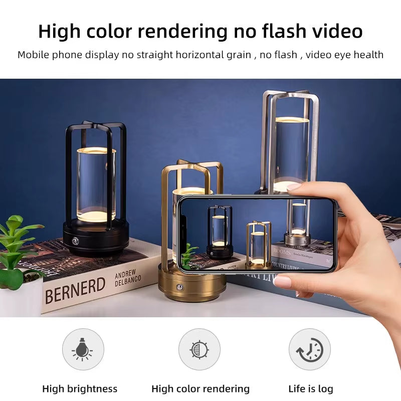 LED Table Lamp Plastic Bedroom Bedside Desk Lamp Rechargeable Touch Dimming Desk Lamp Dining Table Decorative Table Lamp