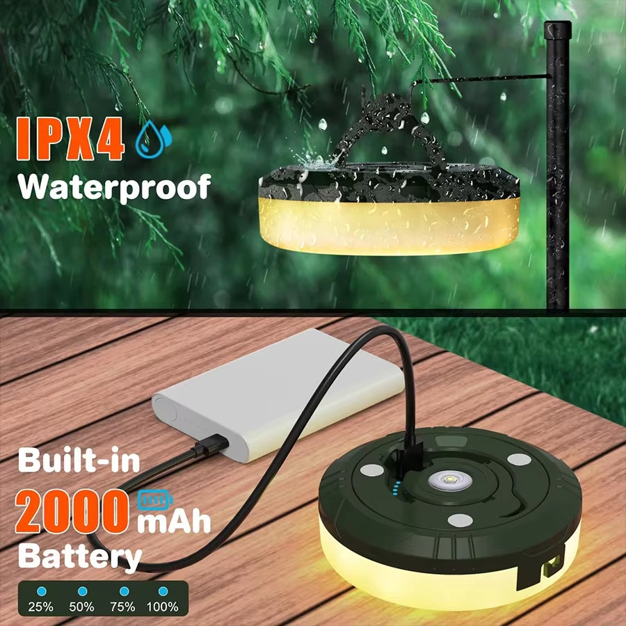 Rechargeable Portable Lantern Camping Light 10M LED String Lights Outdoor Tent Light with Hook XTE LED Flashlight Holiday Decor