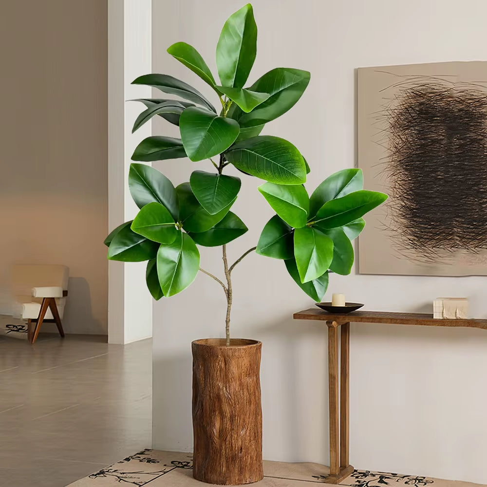 74-140Cm Large Artificial Ficus Tree Tropical Fig Tree Plants Real Touch Green Magnolia Leaves for Home Garden Office Decor