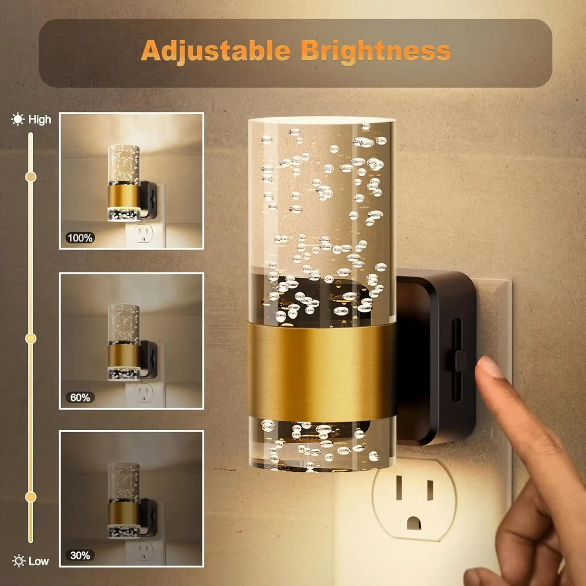 Acrylic Night Light Plug into Wall LED Adjustable Brightness Automatic Night Light for Home Living Room Decorative Wall Lights