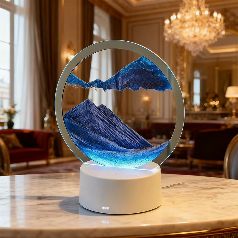 Moving Sand Art Table Lamp,Led Craft Quicksand Table Light,3D Natural Landscape Flowing Sand Dimmable Moving Hourglass Lighting