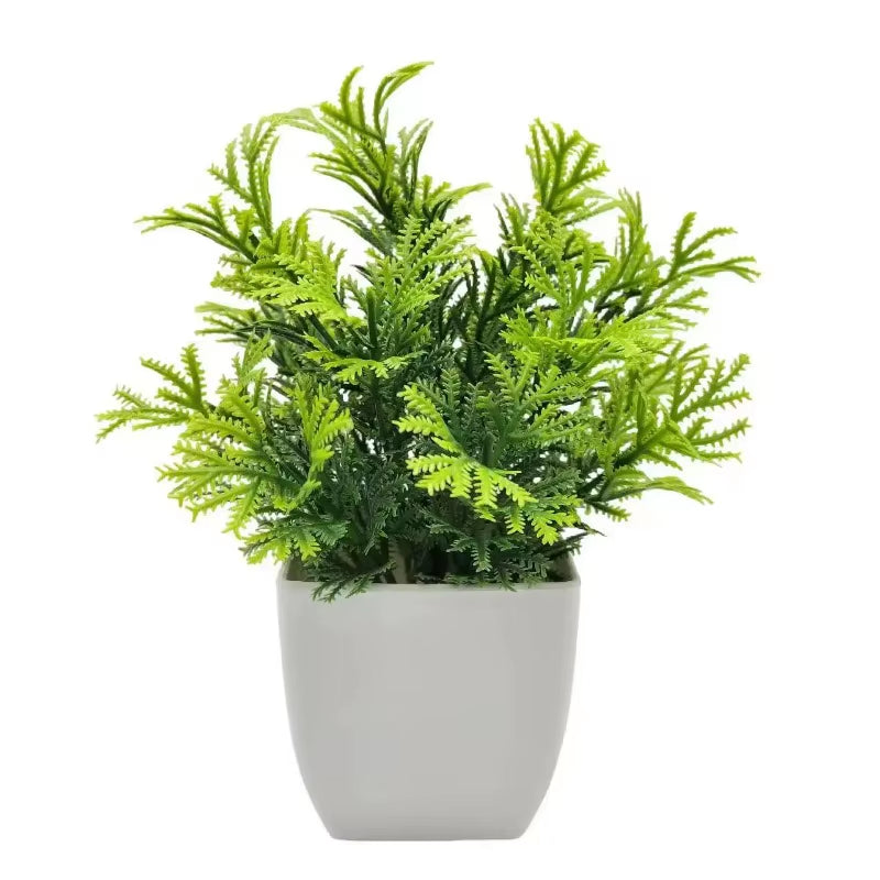 1PC Artificial Plant with Plastic Pot Fake Greenery for Home Office Desk Living Room Bedroom Decor No Maintenance Required