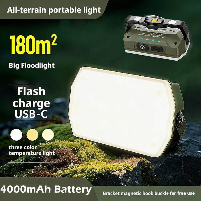 Portable Outdoor Camping Lantern Super Long 4000Mah Battery Rechargeable Emergency Light Strong Magnet Work Light for Repair