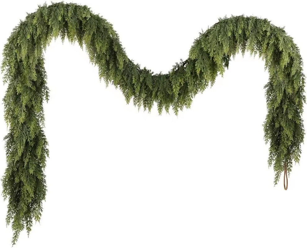 180Cm Artificial Plants Christmas Tree Cypress Leaf Garland Home Party Decor Outdoor Courtyard Pine Rattan Hanging Adorn Wreaths