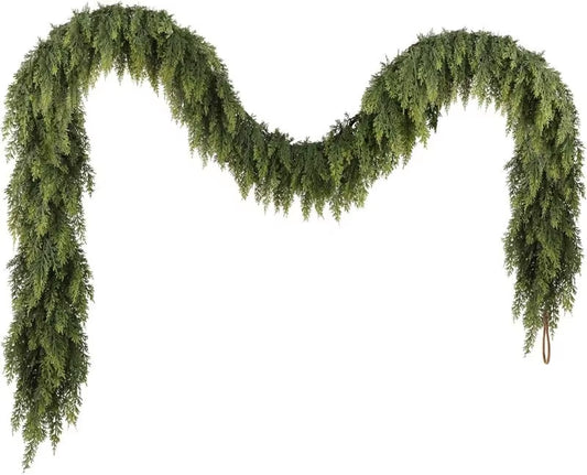180Cm Artificial Plants Christmas Tree Cypress Leaf Garland Home Party Decor Outdoor Courtyard Pine Rattan Hanging Adorn Wreaths