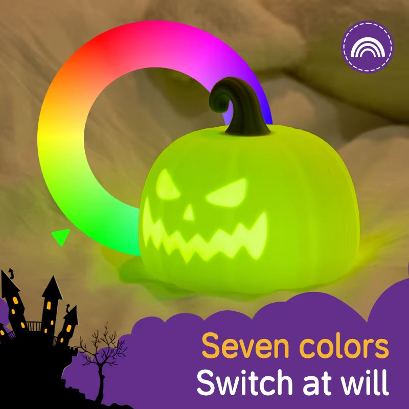 Halloween LED Night Light Touch Silicone Nightlights Rechargeable Table Lamp Portable Pumpkin Lantern Halloween Decor Toy Gift