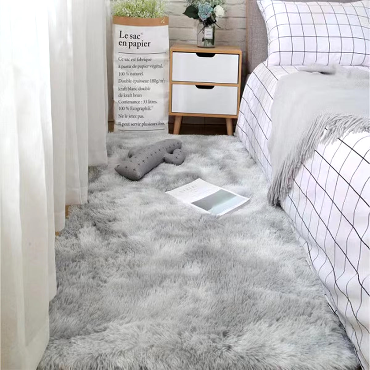 Soft Area Rugs Bedroom Carpet Fluffy Non-Slip Tie-Dyed Fuzzy Shag Plush Soft Shaggy Bedside Rug Living Room Carpet